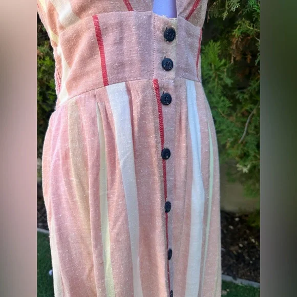 O'Neill Women’s/ Juniors Elijah Tie-Front Textured Striped Midi Dress - Picture 3 of 10